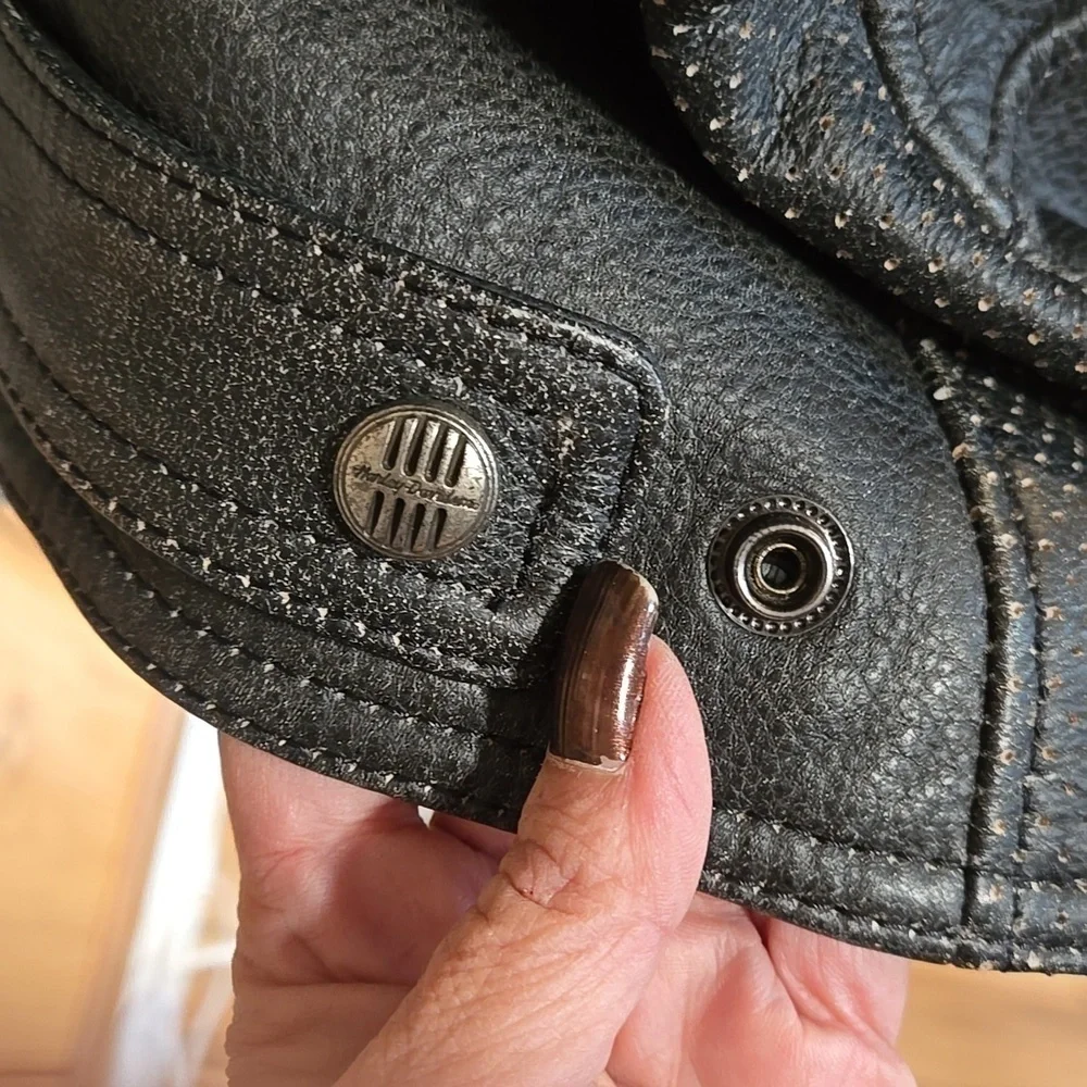Harley-Davidson Leather Jacket Size 1W Unique Distressed Black Yellow Ivory - Picture 4 of 15